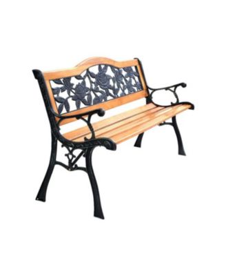 Garden Bench Chair Outdoor Wooden Loveseat with Iron Armrest