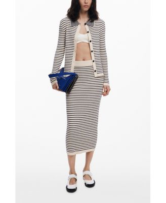 Women's Striped knit midi skirt