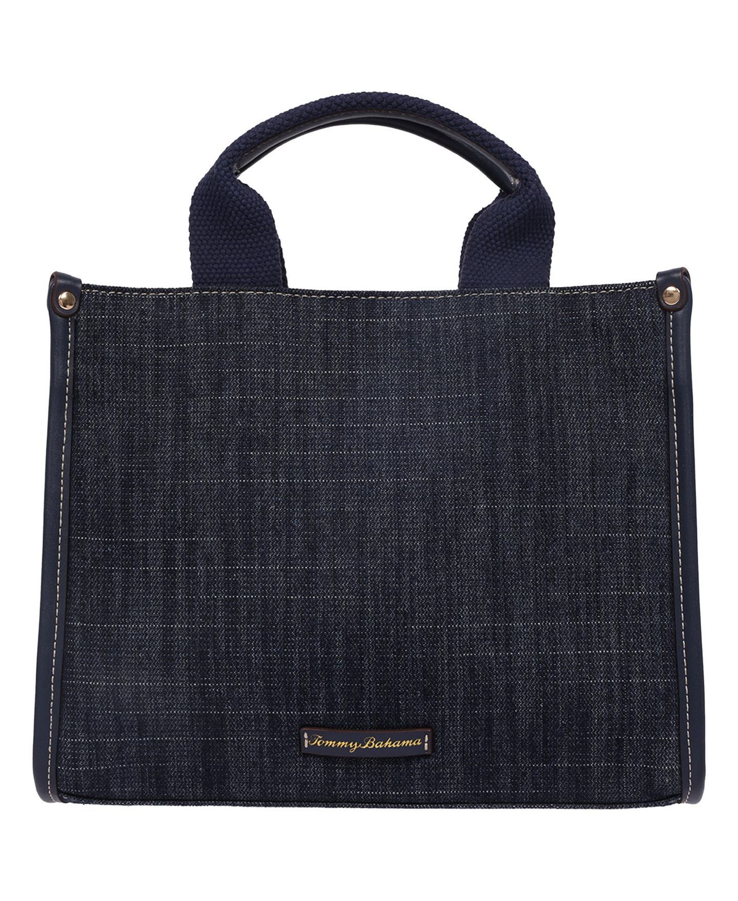Женская сумка Tommy Bahama Dorothy Medium Denim Tote - Embroidered Leaf Convertible Top Handle and Crossbody, цвет: Тёмный джинсовый — фото 5