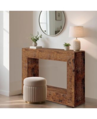 Farmhouse Console Table - 47 in Minimalist Vintage Entryway Table, Storage Rustic Sofa Table with Open Shelves for Hallway