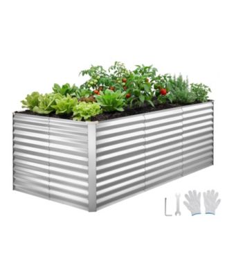 Galvanized Raised Garden Bed 8 x 4 x 3 ft Rectangular Elevated Planter Box for Vegetables