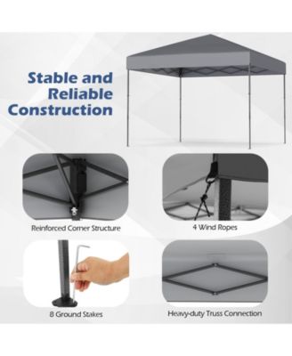 10x10 ft Outdoor Pop-Up Canopy Tent with Carry Bag & Stakes