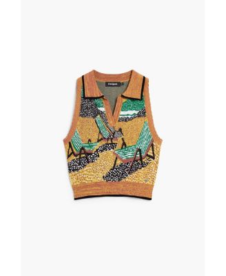 Women's Sleeveless jacquard T-shirt