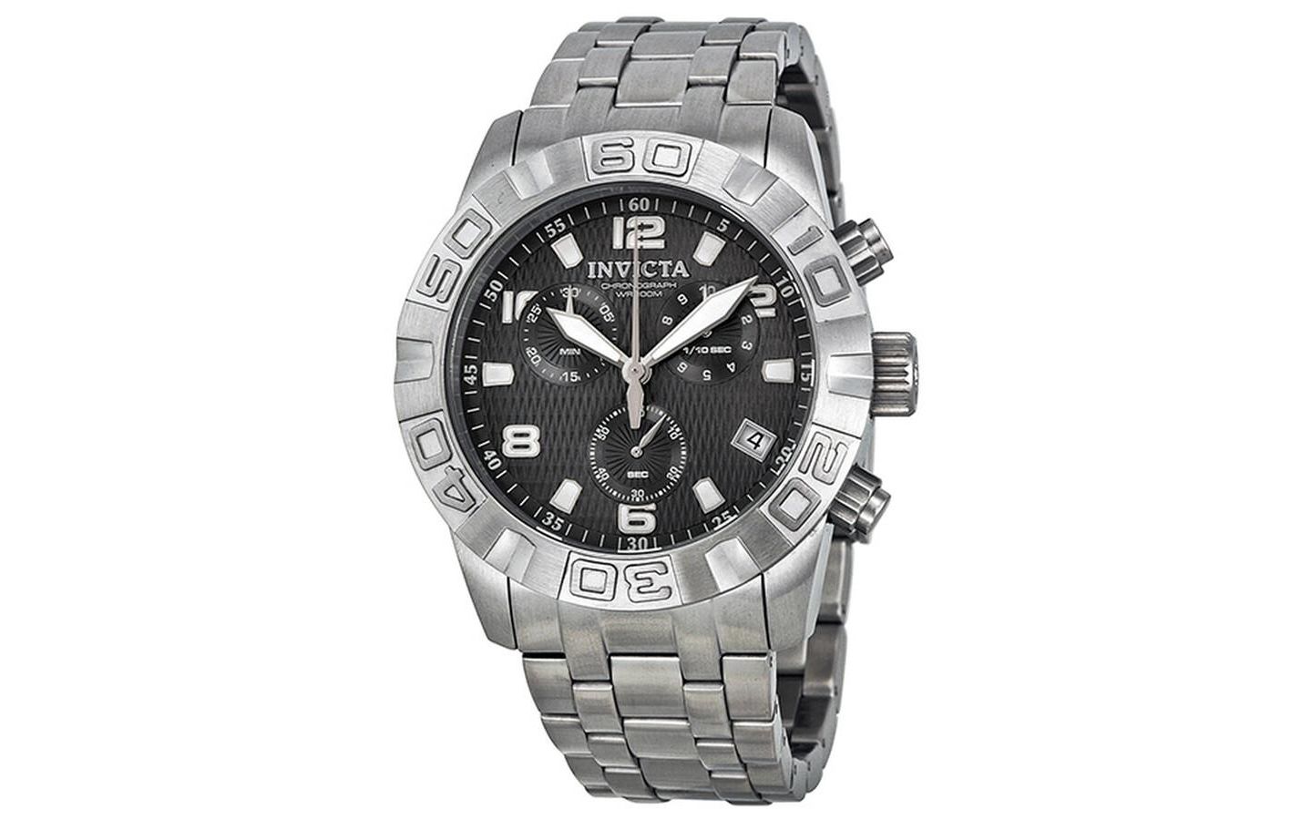 Мужские часы Invicta 11458 Pro Diver Quartz Chronograph Black Dial, цвет: Серебряный — фото 1