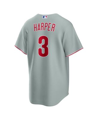 Men's Bryce Harper Gray Philadelphia Phillies Road Replica Jersey