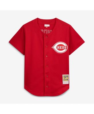 Men's Deion Sanders Red Cincinnati Reds Cooperstown Mesh Batting Practice Button-Up Jersey