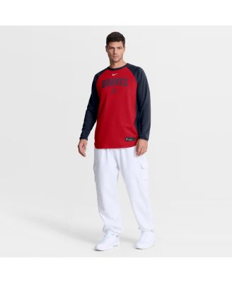 Men's Red Atlanta Braves Authentic Collection Raglan Dri-FIT Sweatshirt