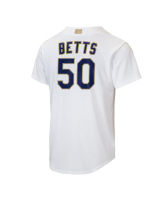 Big Boys and Girls Mookie Betts White Los Angeles Dodgers 2026 Gold Collection Home Replica Jersey