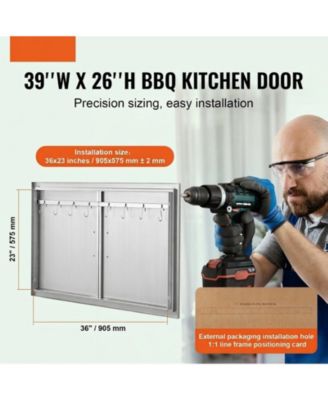 Double Stainless Steel BBQ Access Door 39W x 26H in for BBQ Island Grilling