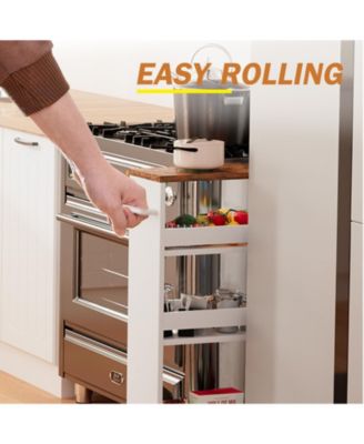 4-Tier Slim Slide-Out Rolling Storage Cart for Narrow Spaces
