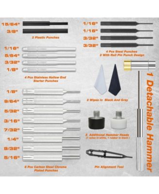 Punch Set Roll Pin Tools Steel Hammer Machinery Maintenance Organizer Storage Container