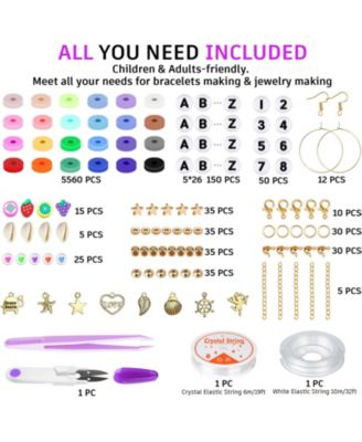6000 Clay Beads Bracelet Making Kit Preppy Friendship Polymer Charms Crafts Gifts Ages 6-12 Classic