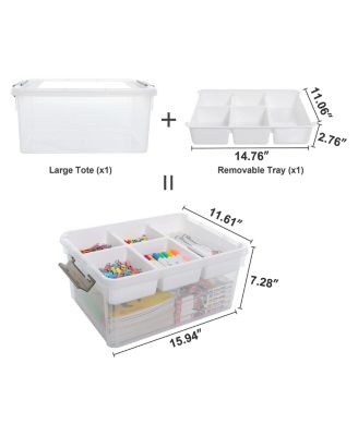 17Qt Plastic Storage Box Removable Tray Craft Organizer Clear Container Bead Tool Sewing Playdoh