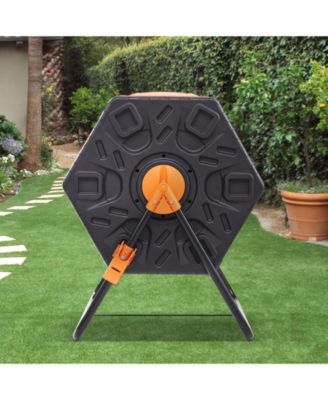 18.5-Gal Rotating Compost Tumbler Bin with Sliding Door and Steel Frame
