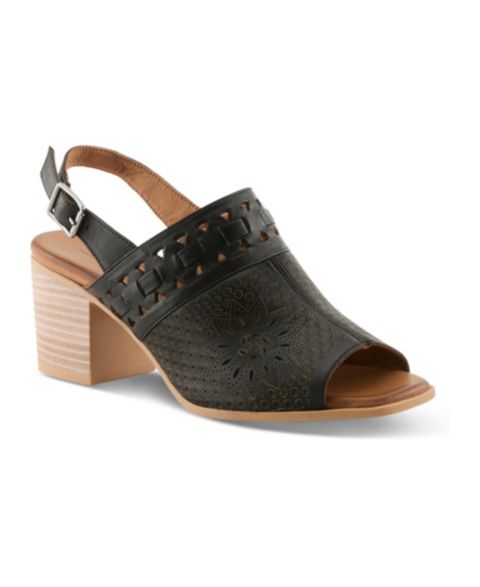 Женские сандалии Spring Step Sunela Slingback with Laser-cut Style and Comfort, цвет: Чёрный