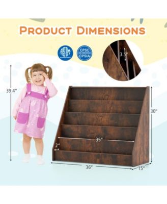 5-Tier Front-Facing Kids Bookshelf with Deep Compartments, Montessori Style