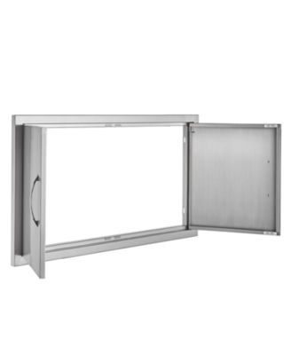 34W x 19H in Double Stainless Steel BBQ Access Door for BBQ Island Grilling