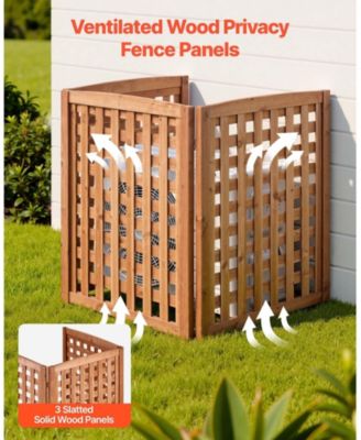 Wood Privacy Screen 32 x 38 in Air Conditioner Cover Fence with Adjustable Angle