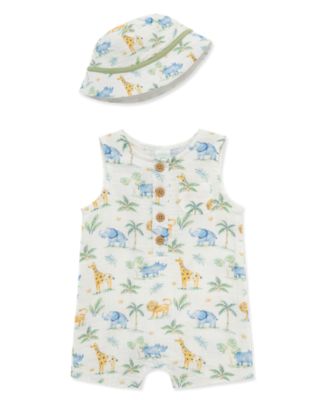Baby Boys' Sleeveless Romper and Hat, 2-Piece Set