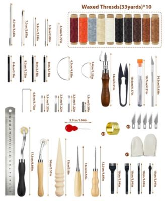 7-in-1 Leather Working Tools Beginners Kit Waxed Thread Groover Awl Stitching Punch Leathercraft Gifts
