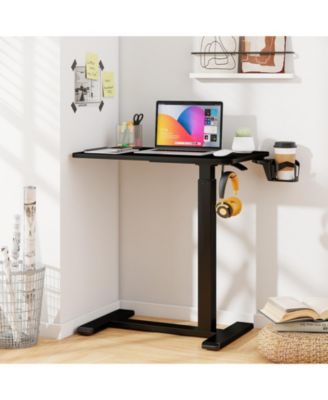 Mobile Height Adjustable Overbed Table with Cup Holder, 24 x 16 in