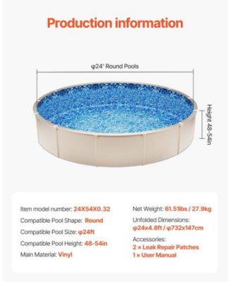 24-ft Round Overlap Vinyl Pool Liner Fits 48-54 in Wall Height for Steel Pools
