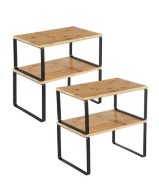 Stackable Expandable Cabinet Organizer Shelf Metal Wood Spice Rack