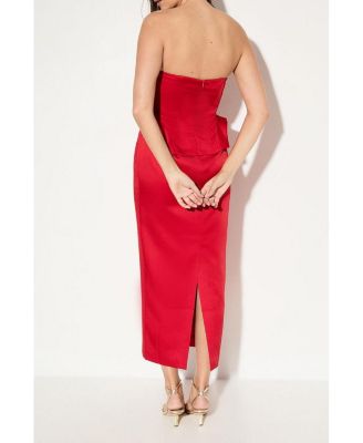 Women's Premium Bonded Satin Corset Midaxi Dress