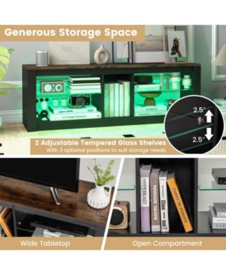 Modern TV Stand with LED Light and Adjustable Shelves for TVs up to 65 inch