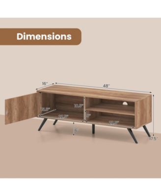 TV Stand for TVs up to 55 Inch Mid Century Modern Entertainment Center with Storage Cabinet-Oak