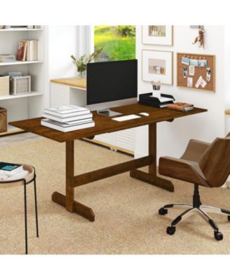 71 in Farmhouse Rectangular Dining Table for 6-8 with Rubber Wood Legs