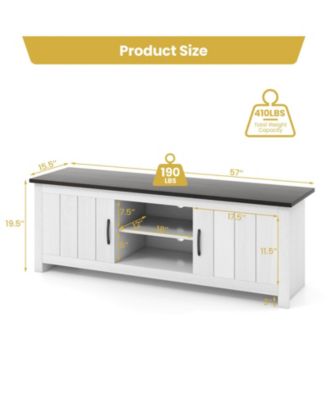 TV Stand with 2 Cabinets and Open Shelves for TVs up to 65 Inch