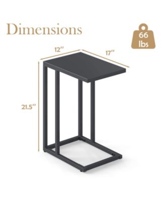 C-Shaped Metal Side Table with Adjustable Foot Pads, 17 x 12 x 21.5 in