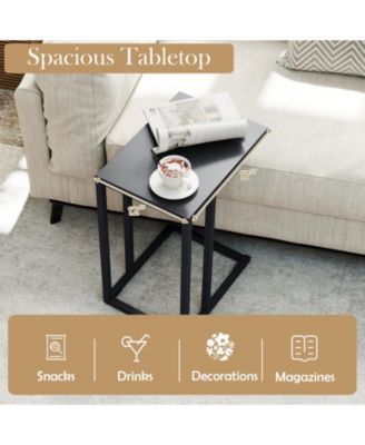 C-Shaped Metal Side Table with Adjustable Foot Pads, 17 x 12 x 21.5 in