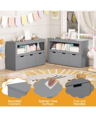3-Drawer Kids Storage Cabinet with Wheels and Convertible Cube Shelf