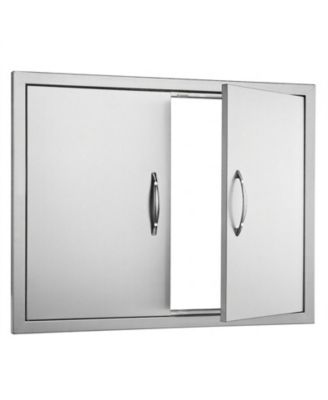 Double Stainless Steel BBQ Access Door 31W x 24H in with Handles and Hooks