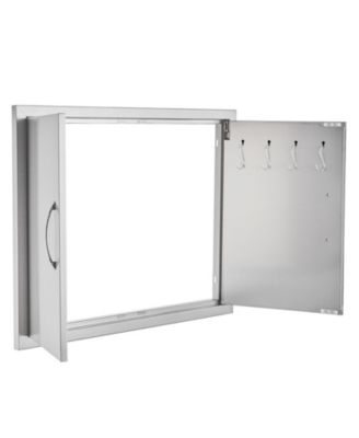 Double Stainless Steel BBQ Access Door 31W x 24H in with Handles and Hooks