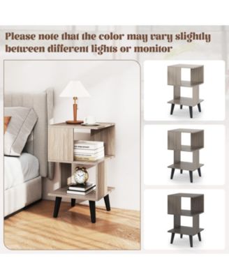 Set of 2 3-Tier Geometric Bookshelves with Open Storage Shelves, 16 x 16 x 27.5 in