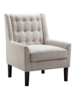 Velvet Button-Tufted Accent Chair with Ergonomic Back and Solid Wood Legs