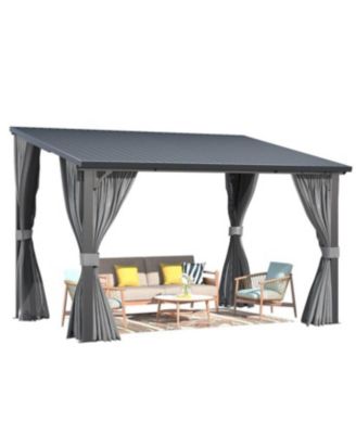 12'x8' Outdoor Hardtop Metal Gazebo with Curtain and Netting