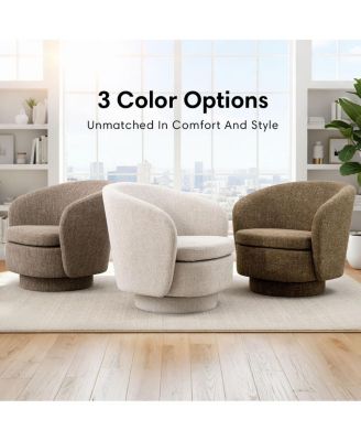 30.5 Swivel Tub Accent Chair, Woven Fabric Barrel Armchair, 1 Pc