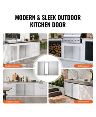36W x 24H in Double Stainless Steel BBQ Access Door with Recessed Handles