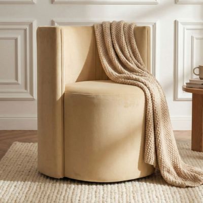 Velvet Swivel Barrel Accent Chair 360degree(s) Rotating Tub Chair, 1 Piece