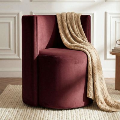 Velvet Swivel Barrel Accent Chair 360degree(s) Rotating Tub Chair, 1 Piece