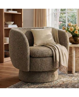 31 Tweed Swivel Barrel Accent Chair, Upholstered Armchair, 1 Pc