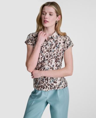 Women's Cap-Sleeve Printed Top