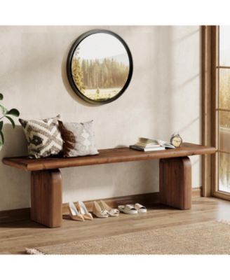 Solid Wood Entryway Bench, Farmhouse Indoor Wooden End of Bed Bench