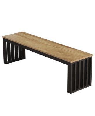 Entryway Bench, 47.3" Industrial End of Bed Bench with Sturdy Metal Frame, Wooden Indoor Bench