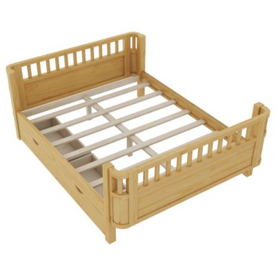 Full Wood Platform Bed with Rails
