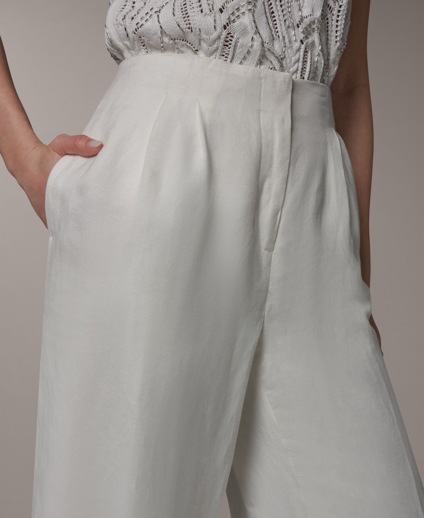 Женские брюки Donna Karan New York Pleated Wide-Leg, цвет: Кремовый — фото 4